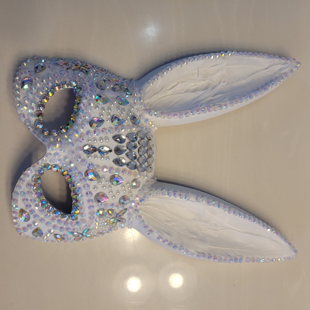 Bunny Bling Mask Dazzling Acrylic Pearls & Crystals - Picture 5 of 16